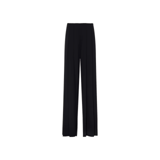 The Nova Pleated Wide-Leg Pant, shown in black on a plain white background, is a high-waisted trouser featuring a tailored, straight and loose fit with no visible pockets, buttons, or embellishments.