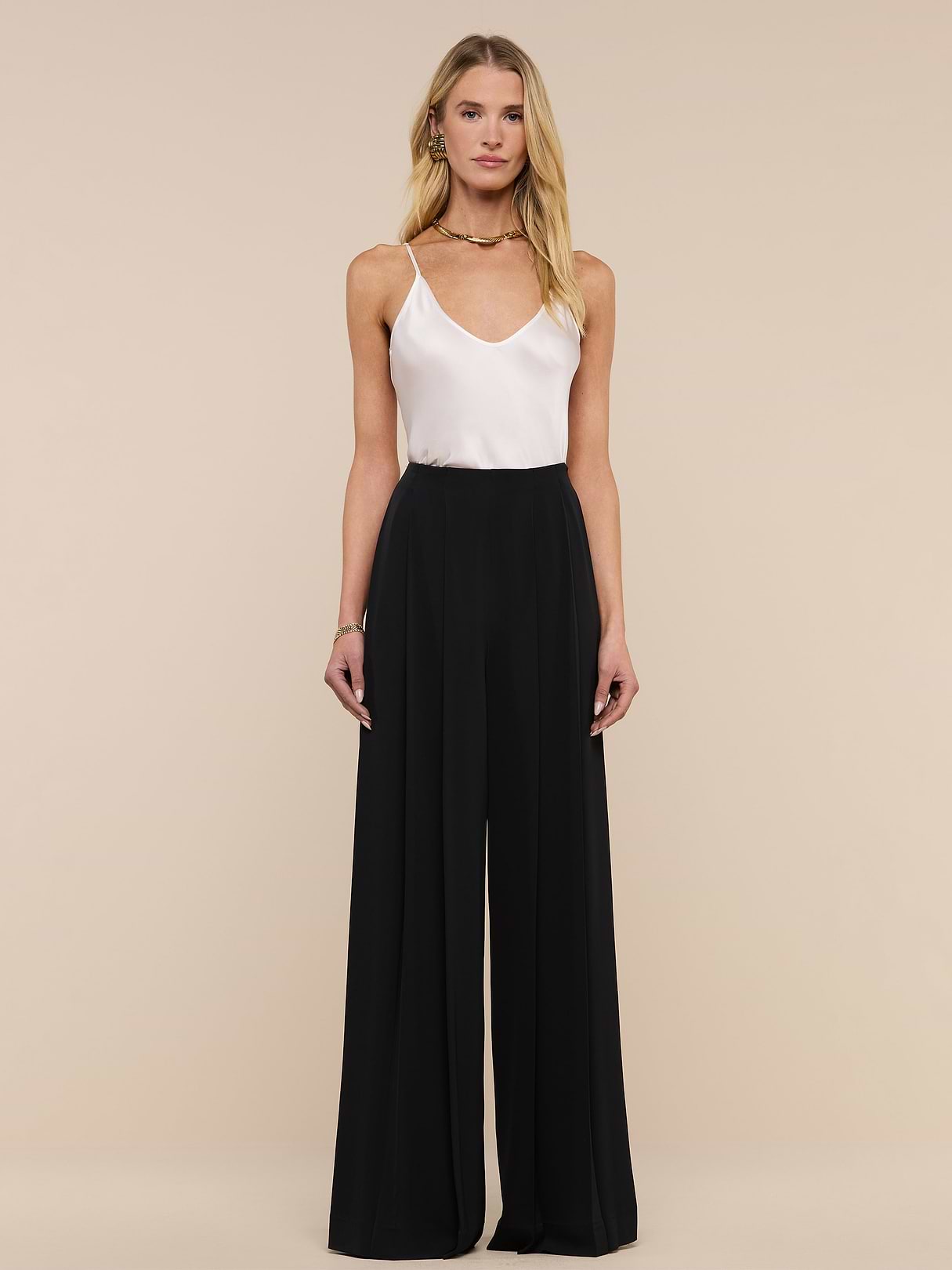 Nova Pleated Wide-Leg Pant in Black | L'AGENCE
