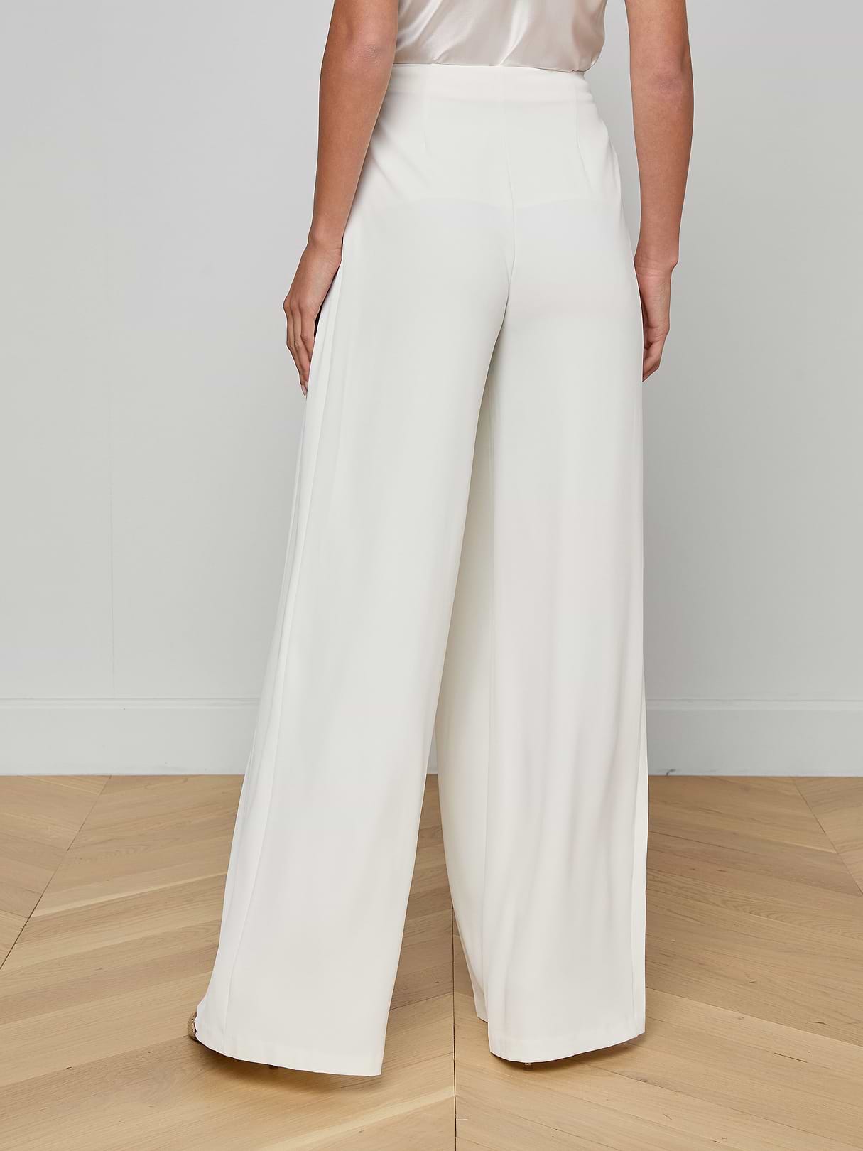 Nova Pleated Wide-Leg Pant in Ivory | L'AGENCE