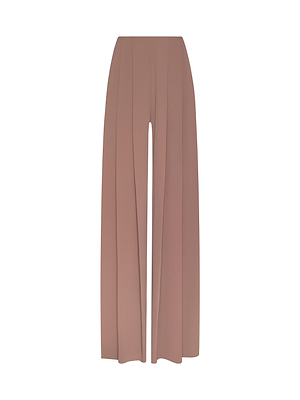The Nova Pleated Wide-Leg Pant, shown against a plain white background, features a muted dusty rose color, high-rise fit, clean lines, and subtle vertical seam details in fluid suiting fabric.