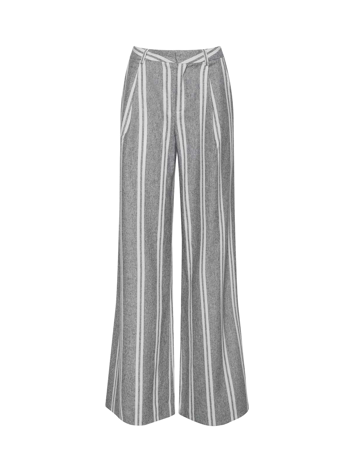 Allanah Striped Trouser in Grey/Ivory Stripe | L'AGENCE