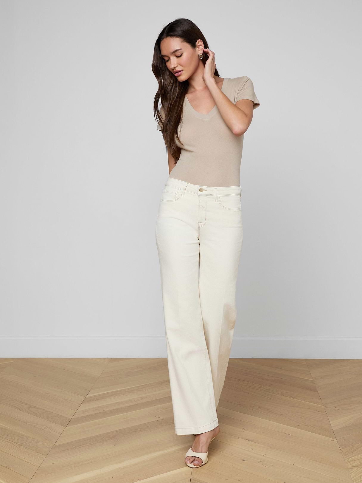 Scottie Wide-Leg Jean in Macadamia | L'AGENCE