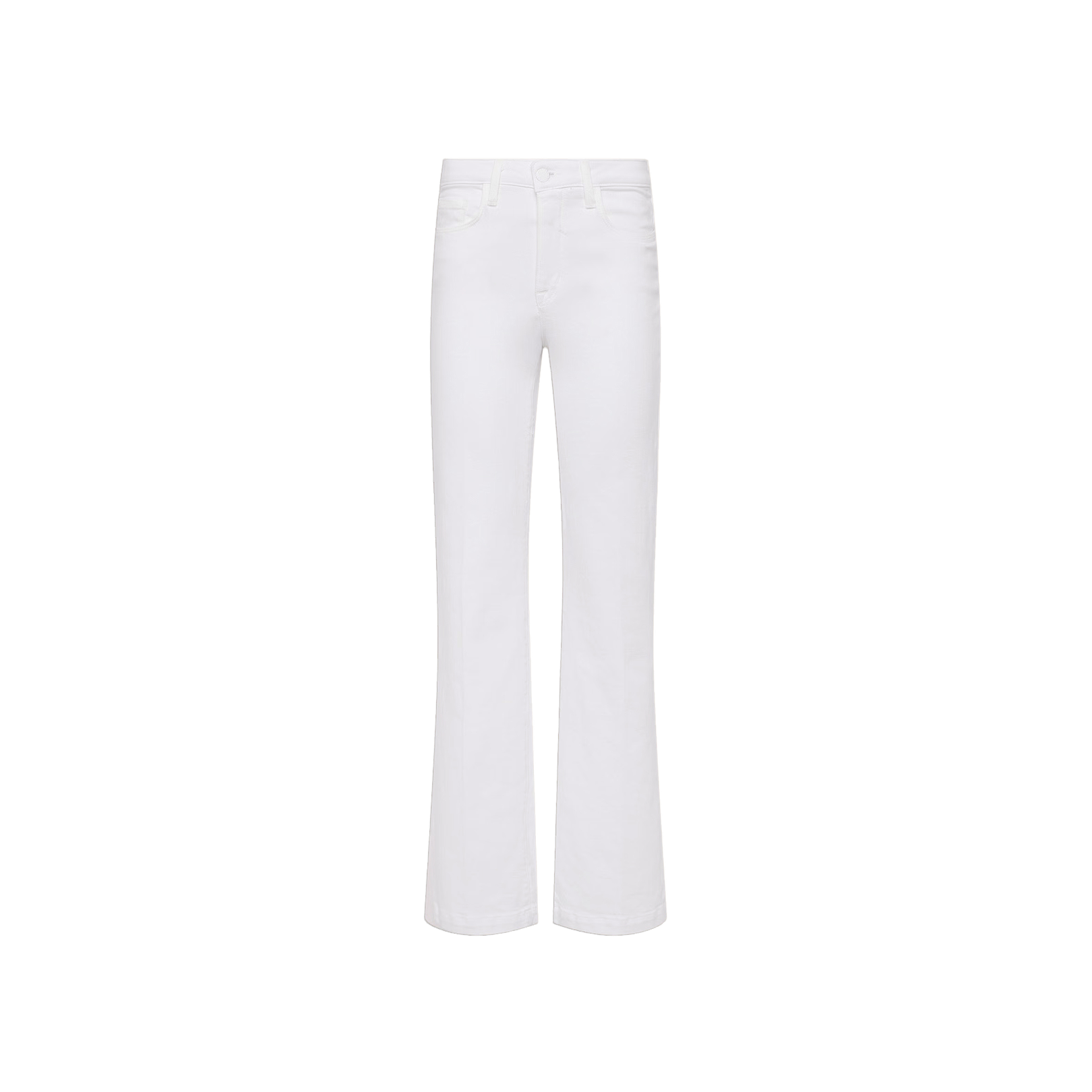 A pair of white Scottie Wide-Leg Jeans with a high-rise waistband displayed on a plain white background.