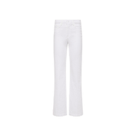 A pair of white Scottie Wide-Leg Jeans with a high-rise waistband displayed on a plain white background.