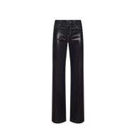 Scottie Coated Wide-Leg Jean in black, featuring a high-rise, wide-leg silhouette with a smooth, coated finish, front pockets, and a button fly.