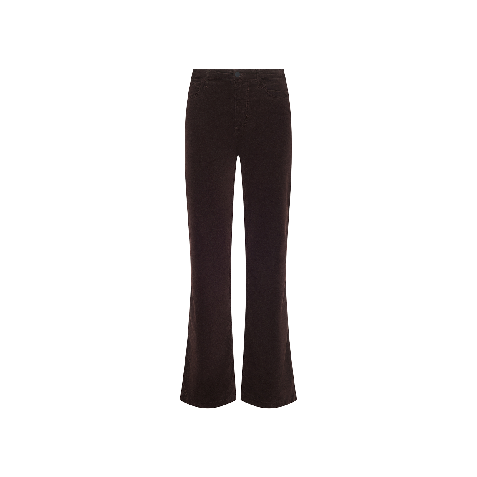 Scottie Velvet Wide-Leg Jean in black, featuring a high waist and flared wide-leg silhouette, displayed on a plain white background.