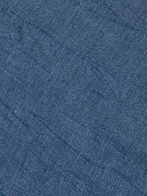 Close-up of blue fabric on Hadleigh Linen-Blend Short, highlighting fine vertical and horizontal weave patterns, gentle wrinkles, and subtle color and texture variations.