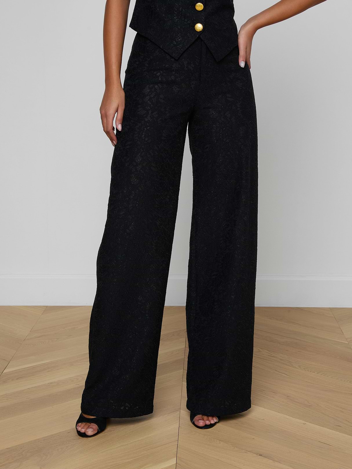 Livvy Lace Trouser in Black | L'AGENCE