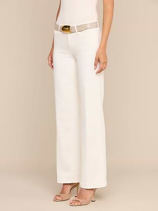 L'AGENCE Joanne Low-Rise Wide-Leg Jean, Light Ecru / 28
