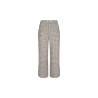 Lula Cropped Tweed Trouser in gray, featuring a high-waisted, wide-leg silhouette with a subtle plaid pattern, crafted from luxurious Italian tweed and displayed on a white background.