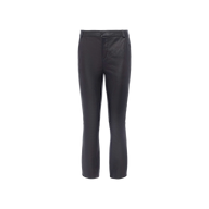 Ketra Leather Bootcut Trouser in black lambskin leather, featuring a slim fit, straight legs with a subtle sheen, displayed against a plain white background.