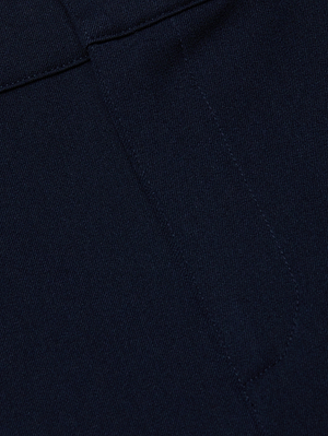 Close-up of midnight navy stretch fabric with visible stitching on the Ketra Bootcut Trouser by L'AGENCE.