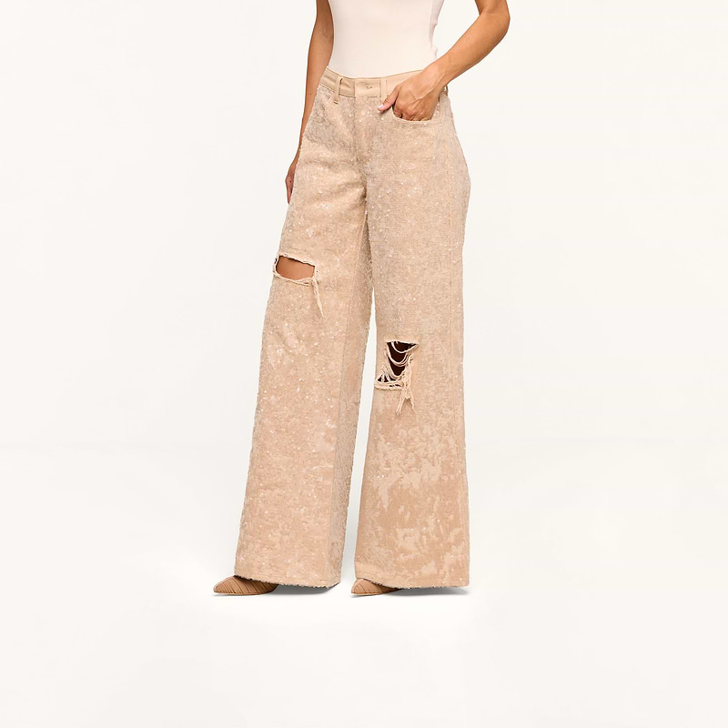 Quincy Embellished Wide-Leg Jean
