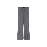 Valkyrie Snap Pant in gray features a wide-leg silhouette, drawstring and elastic waistband, and water-repellant fabric, shown against a plain white background.