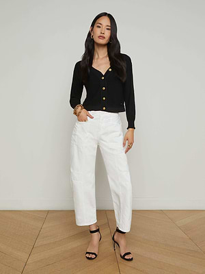 L'AGENCE Women's Cody High-Rise Rodeo Jeans - Blanc - Size 30 L'AGENCE Women's Cody High-Rise Rodeo Jeans - Blanc - Size 30
