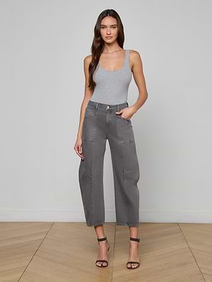 L'AGENCE Women's Cody Rodeo Barrel-Leg Jeans - Medium Grey - Size 24 L'AGENCE Women's Cody Rodeo Barrel-Leg Jeans - Medium Grey - Size 24