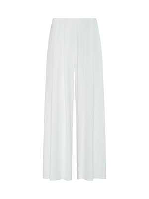 The Novalynn Cropped Pleated Pant features a high-rise, wide-leg silhouette and pleated front, crafted from lightweight fabric and shown against a plain white background.