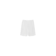Naamah Pleated Short in white, featuring a tailored fit and fluid, wrinkle-resistant suit fabric—perfect for elevating your resort wardrobe. Shown against a plain white background.