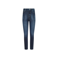 Celestia Slim-Leg Jean in high-rise, slim-leg dark blue stretch denim.
