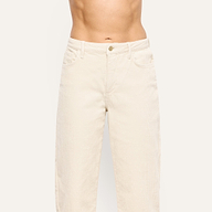 Mallis Corduroy Bow-Leg Pant in cream-colored stretch corduroy with a high-rise fit and a wide-leg silhouette.