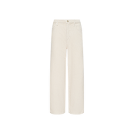 Off-white Mallis Corduroy Bow-Leg pants featuring a high-rise waist, five-pocket styling, and a wide-leg silhouette.