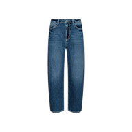 The Mallis Bow-Leg Jean, crafted from all-cotton denim with a straight-leg cut, classic five-pocket design, and button closure, is displayed on a plain white background.