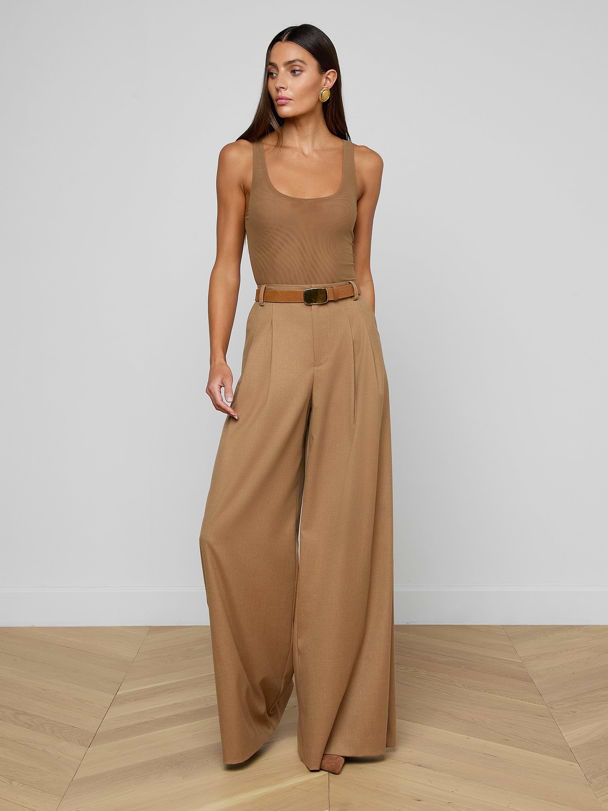 Chelsy Wide-Leg Pant in Dark Macchiato | L'AGENCE
