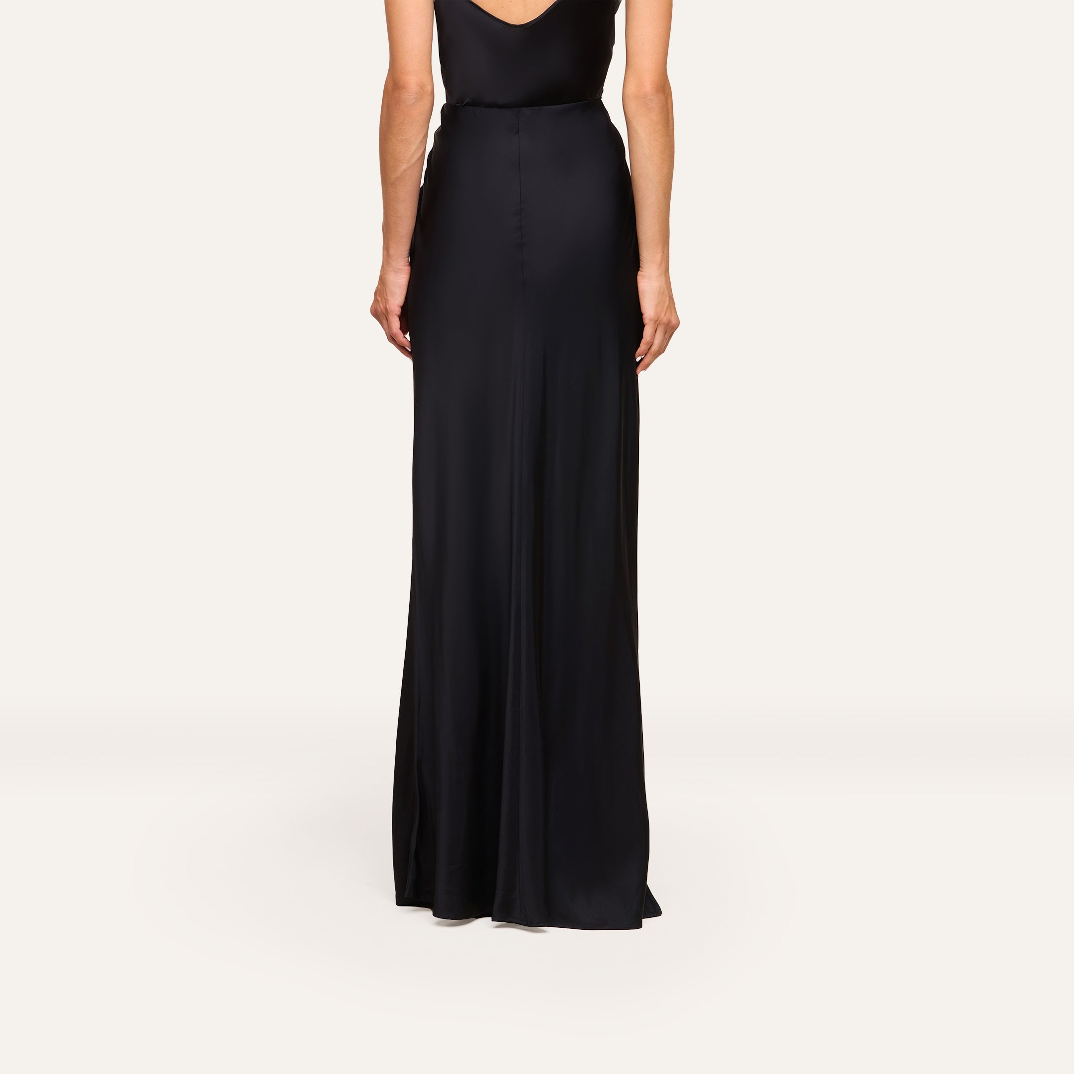 Zeta Satin Maxi Skirt in Black | L'AGENCE