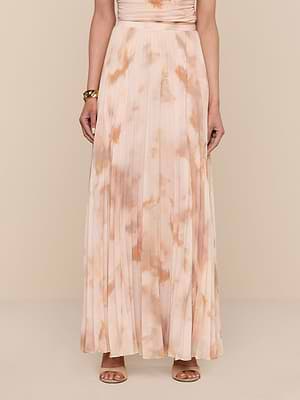 L'AGENCE Torin Pleated Maxi Skirt In Frappe Multi Tie Dye L'AGENCE Torin Pleated Maxi Skirt In Frappe Multi Tie Dye
