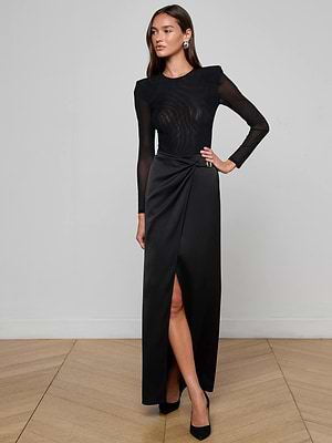L'AGENCE Emmarie Maxi Wrap Skirt In Black L'AGENCE Emmarie Maxi Wrap Skirt In Black