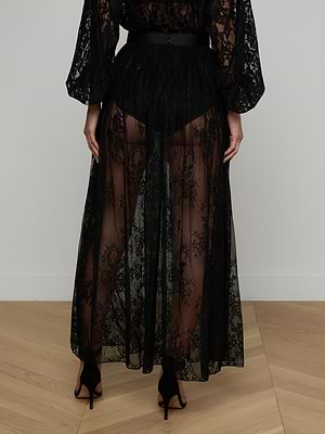L'AGENCE Alona Lace Maxi Skirt In Black L'AGENCE Alona Lace Maxi Skirt In Black