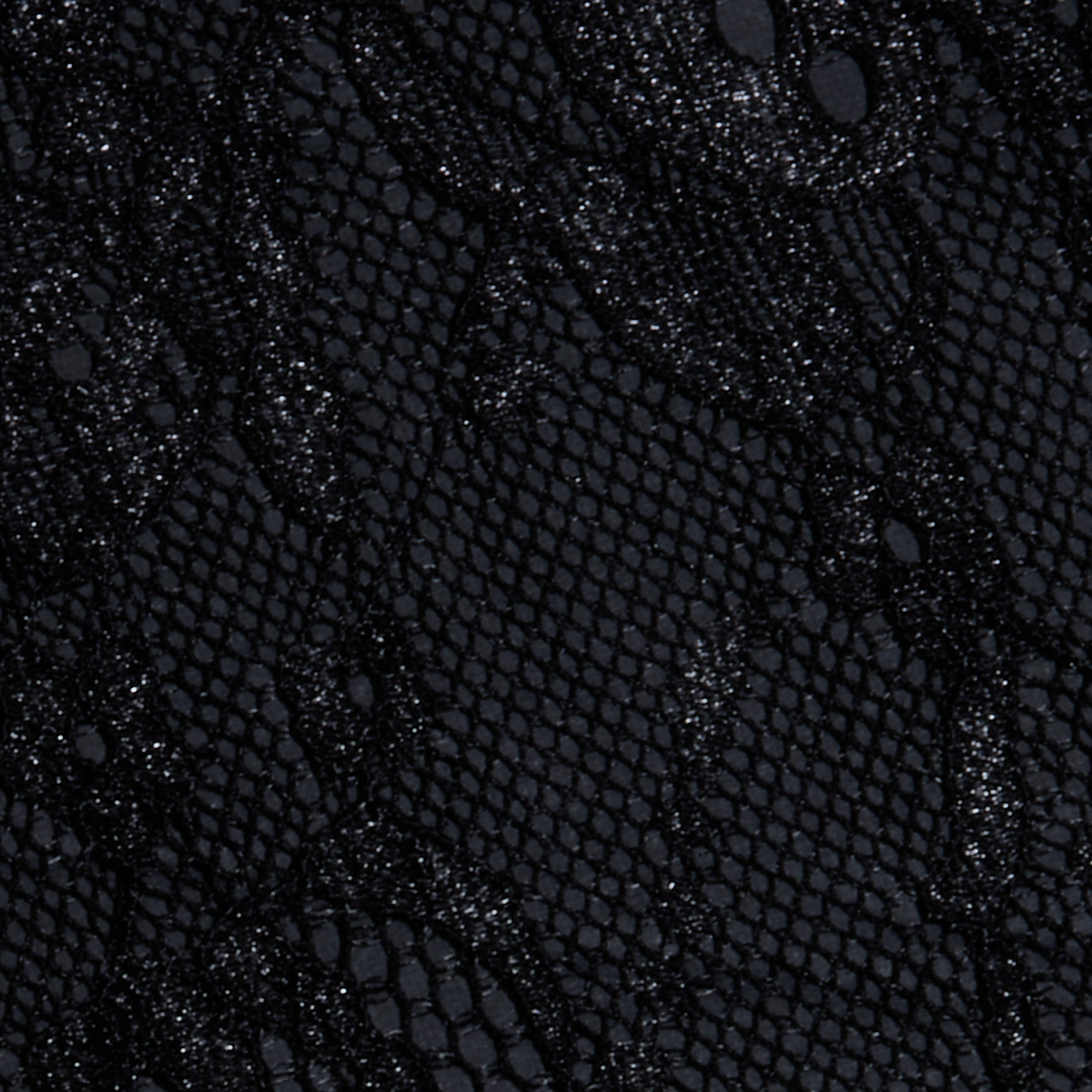 Close-up of the Raymonde Lace Maxi Skirt, crafted from black Chantilly lace with intricate floral and mesh patterns and a subtle shimmer throughout—ideal for creating a sophisticated look on a night out.