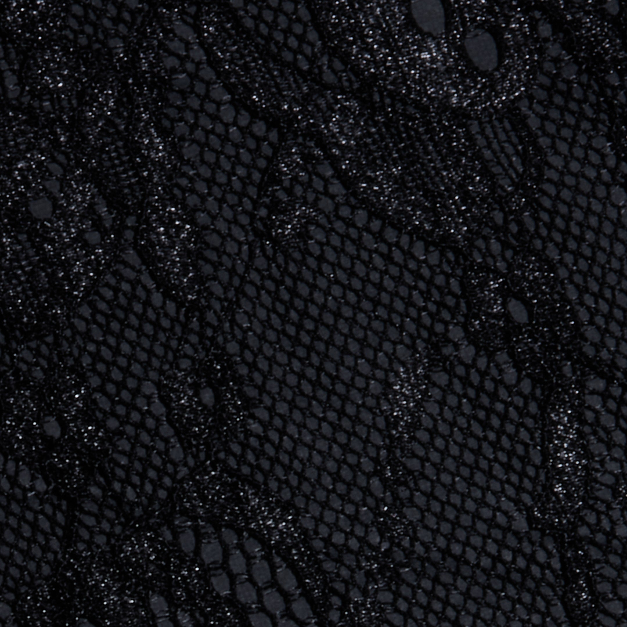 Close-up of the Raymonde Lace Maxi Skirt, crafted from black Chantilly lace with intricate floral and mesh patterns and a subtle shimmer throughout—ideal for creating a sophisticated look on a night out.