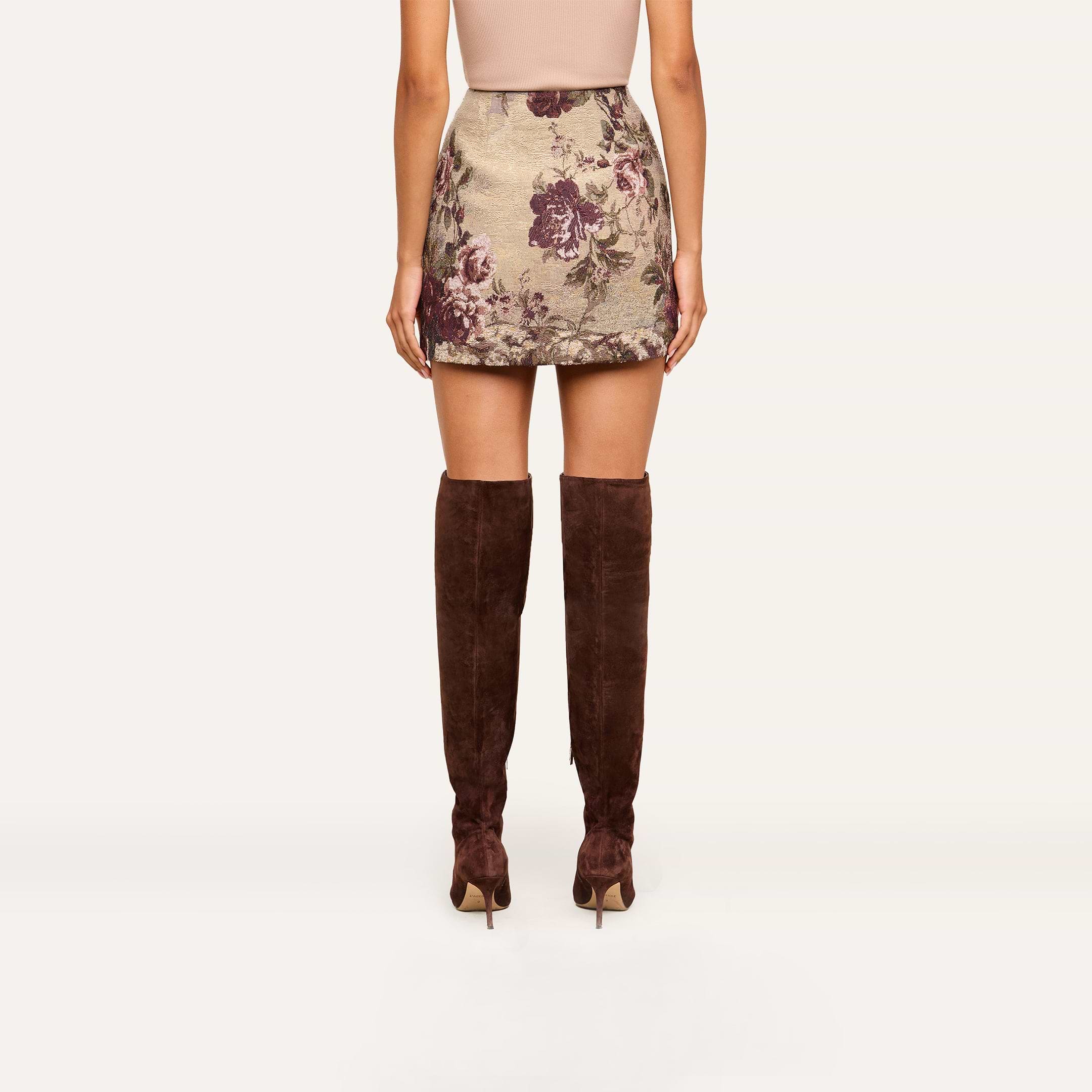 Marseille Mini Skirt in Multi Leopard Tapestry Print | L'AGENCE