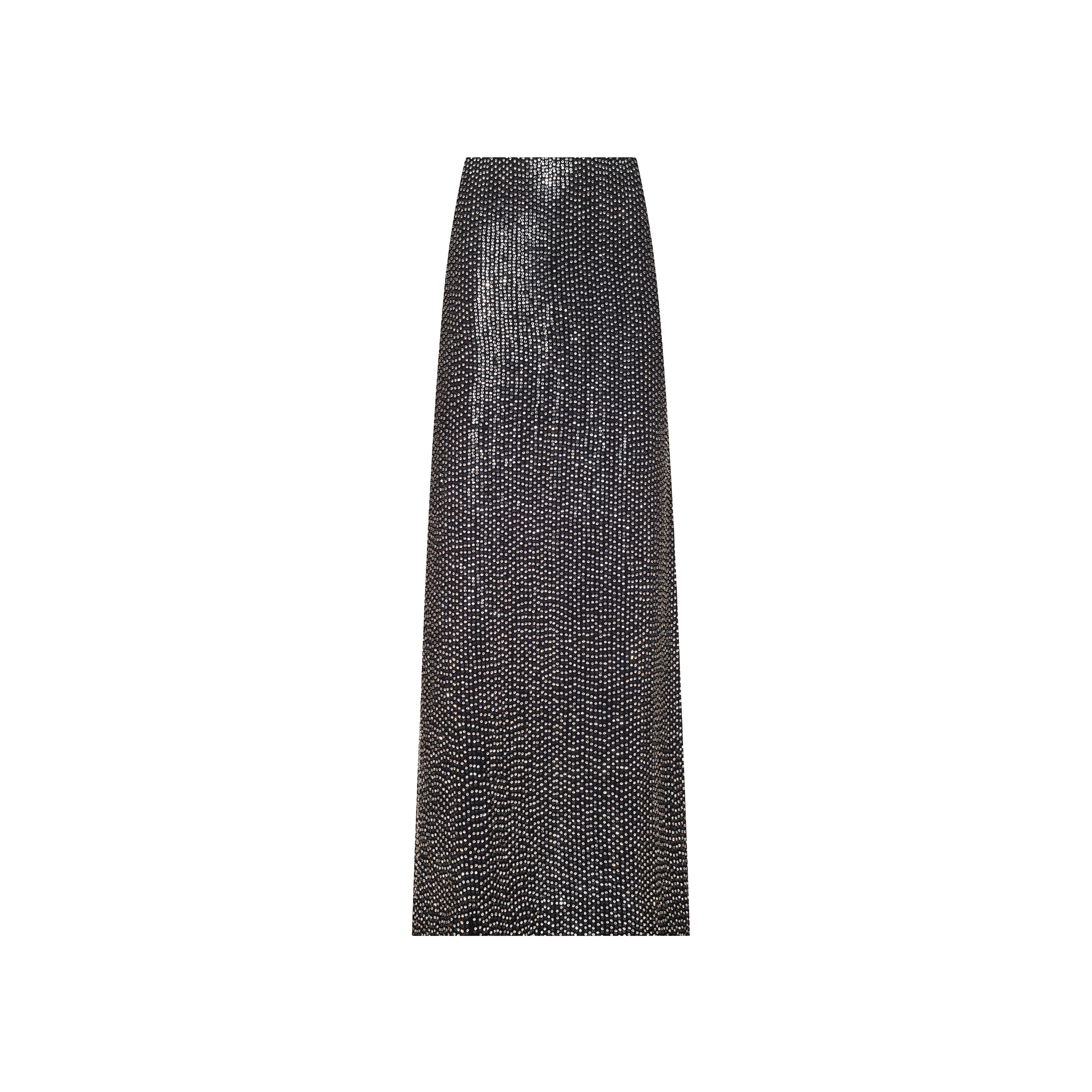 Zeta Beaded Maxi Skirt in black, featuring a floor-length silhouette covered in small, hand-beaded shimmering details.