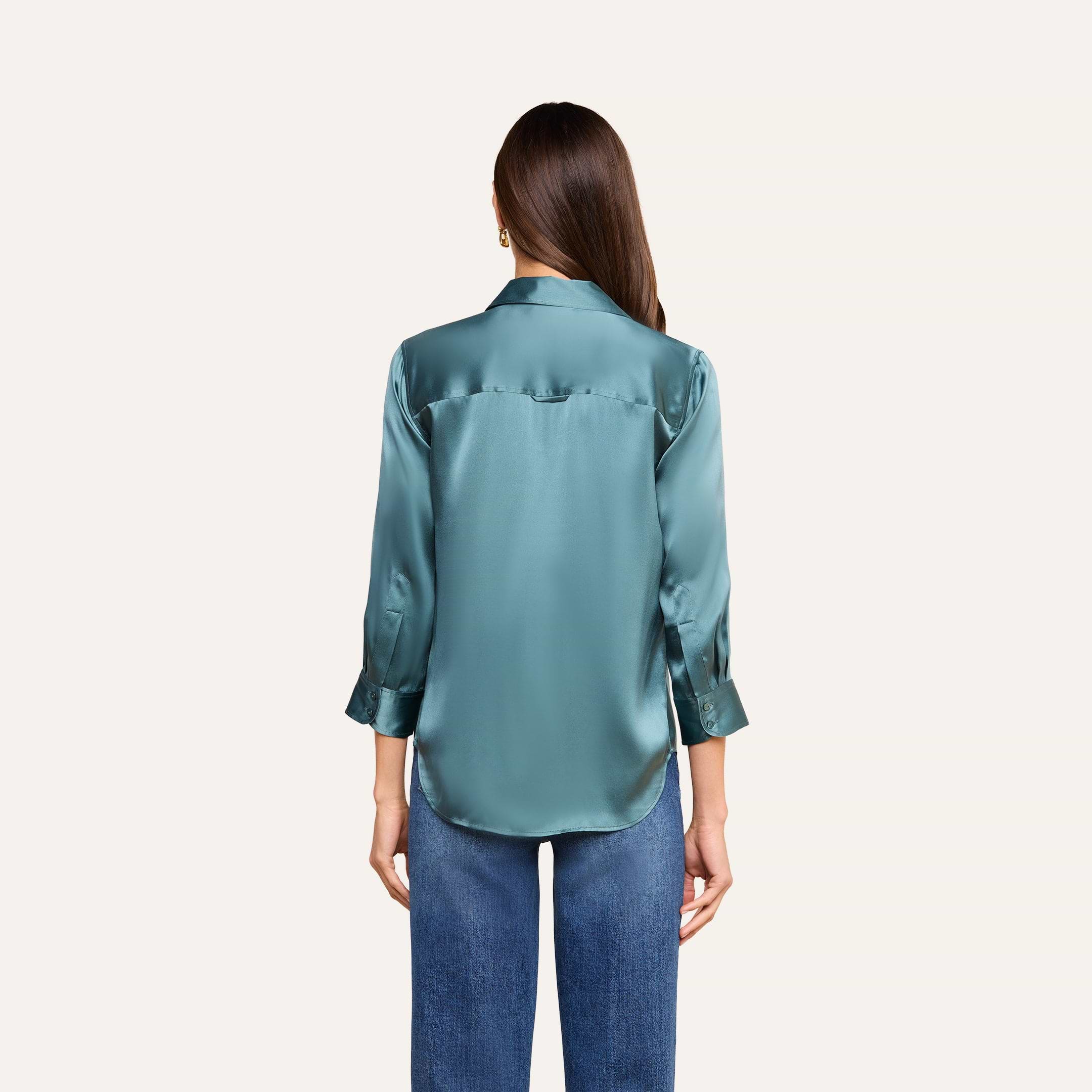 Dani Silk Blouse in Cadet Blue | L'AGENCE