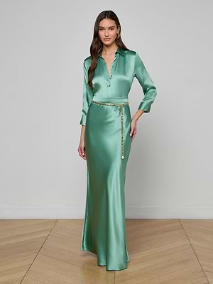 L'agence Dani Silk Blouse Top in Malachite Green L'agence Dani Silk Blouse Top in Malachite Green