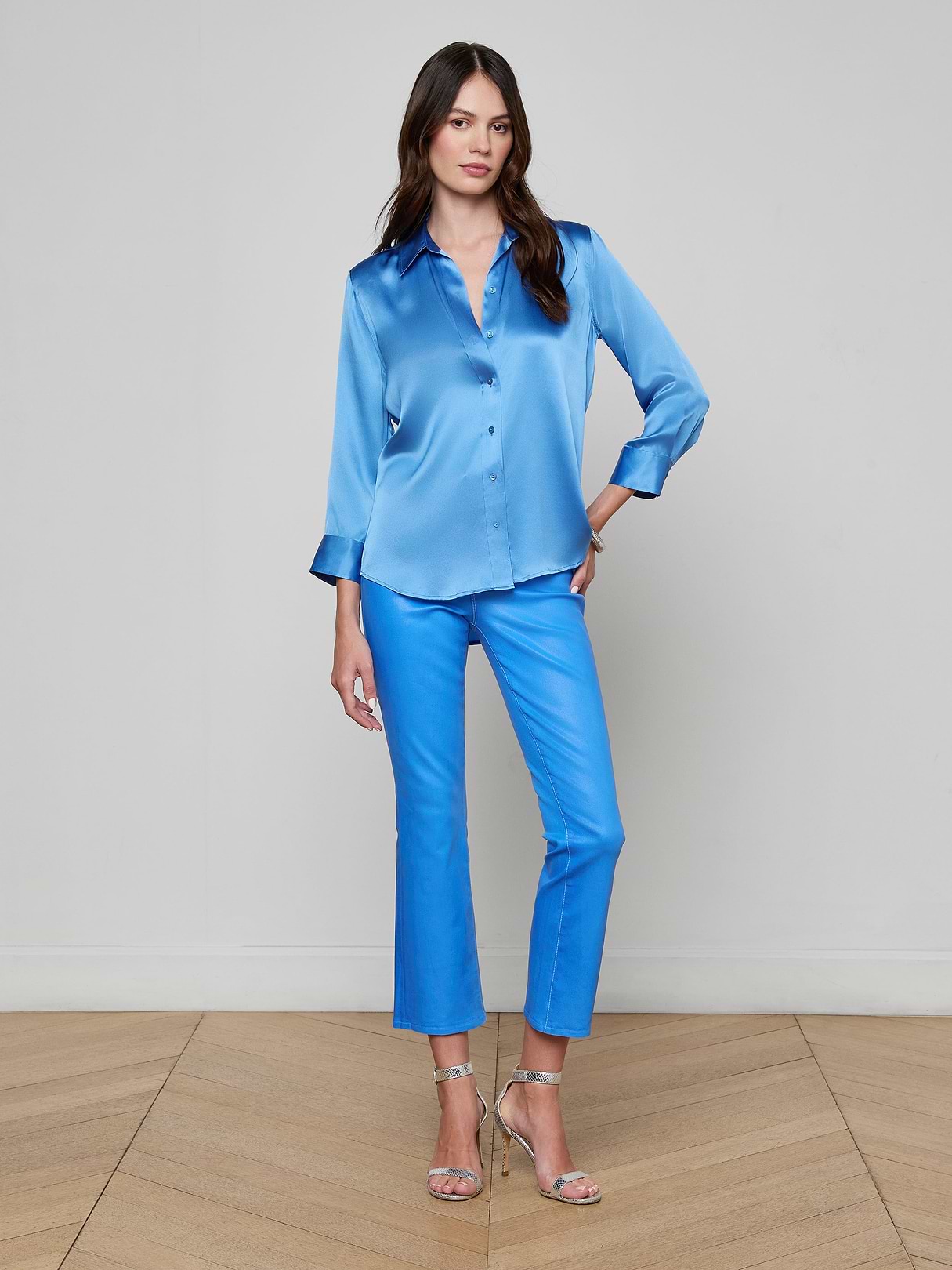 Dani Silk Blouse in Regatta Blue | L'AGENCE