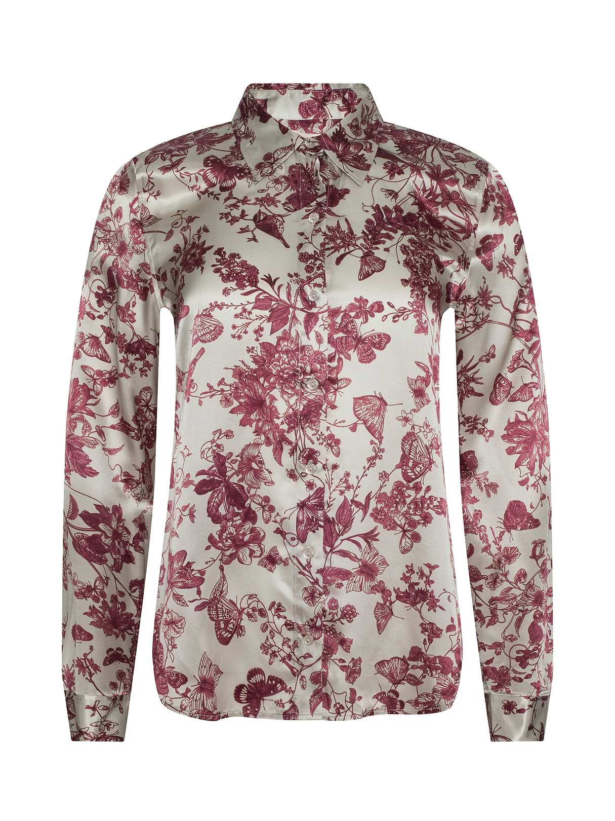 Tyler Silk Blouse in Tan/Truffle Butterfly Toile | L'AGENCE