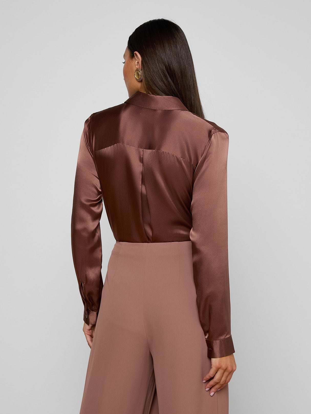 Tyler Silk Blouse in Light Mink | L'AGENCE