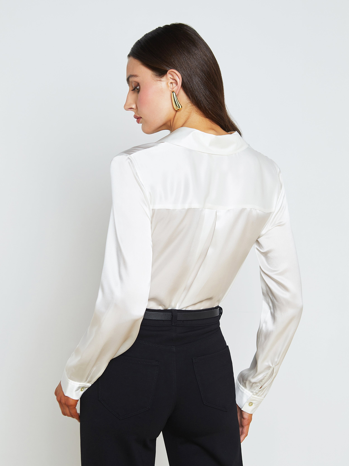 Tyler Long Sleeve Silk Blouse in Ivory | L'AGENCE Tyler Long Sleeve Silk Blouse in Ivory | L'AGENCE