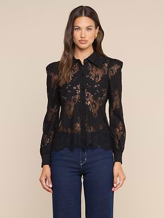 L'AGENCE Women's Jenica Lace Blouse - Black
