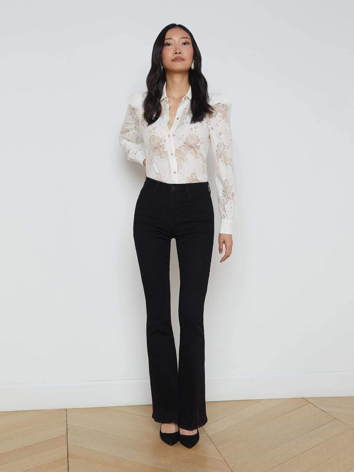 Jenica Lace Blouse in Ivory | L'AGENCE Jenica Lace Blouse in Ivory | L'AGENCE