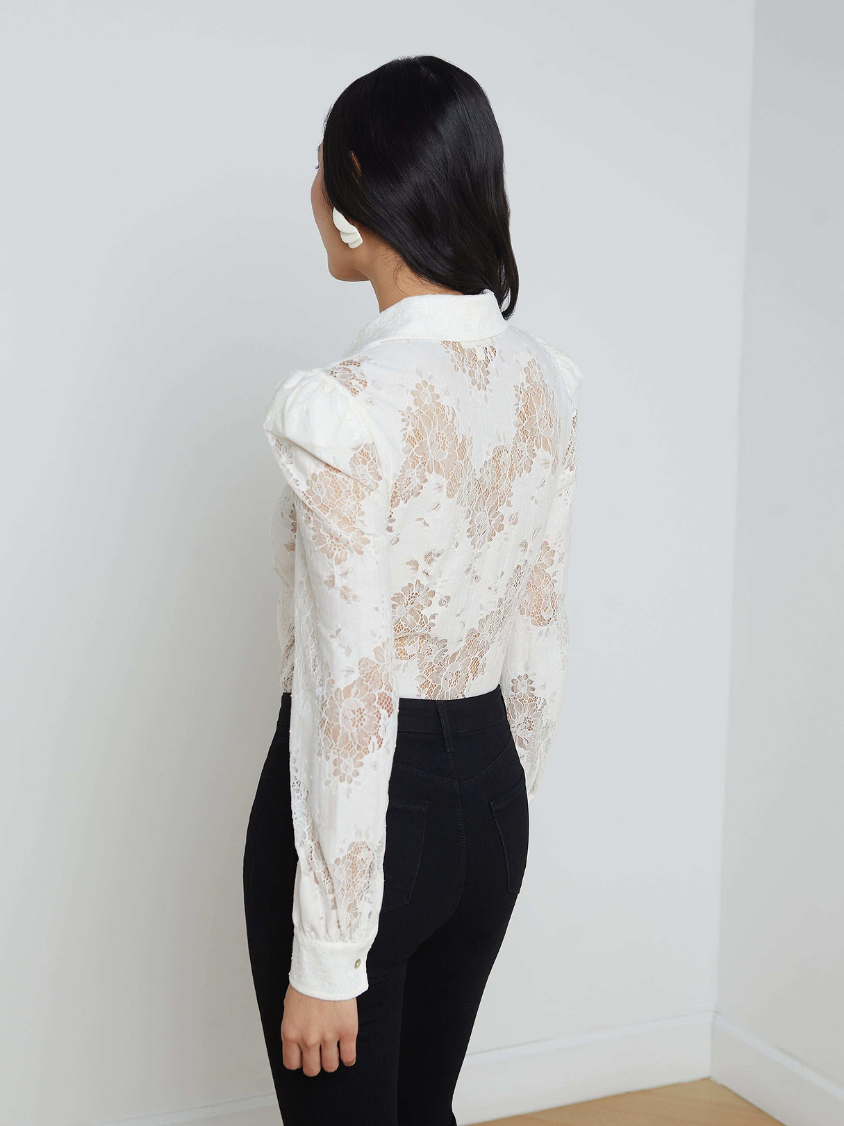 Jenica Lace Blouse in Ivory | L'AGENCE