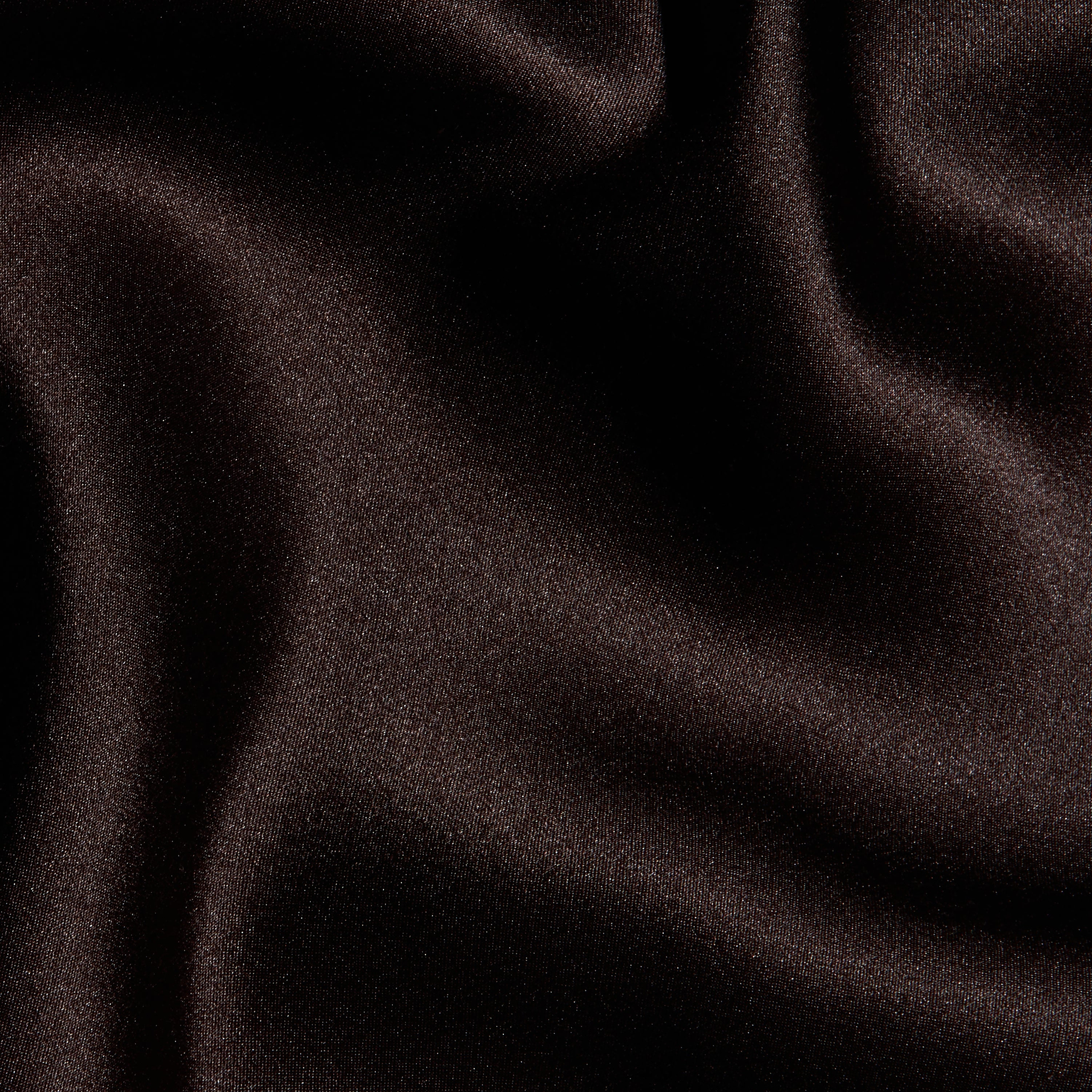 Close-up of the Lexi Silk Camisole, featuring draped dark brown silk charmeuse fabric with bias cut folds.