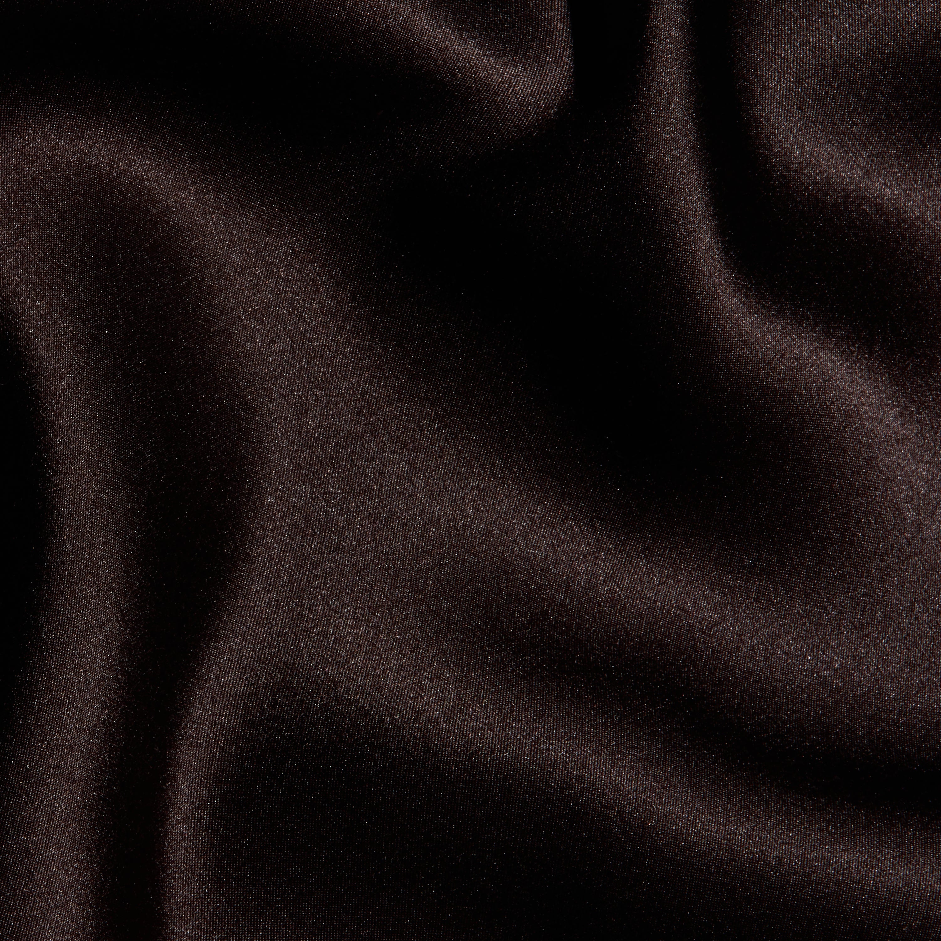 Close-up of the Lexi Silk Camisole, featuring draped dark brown silk charmeuse fabric with bias cut folds.
