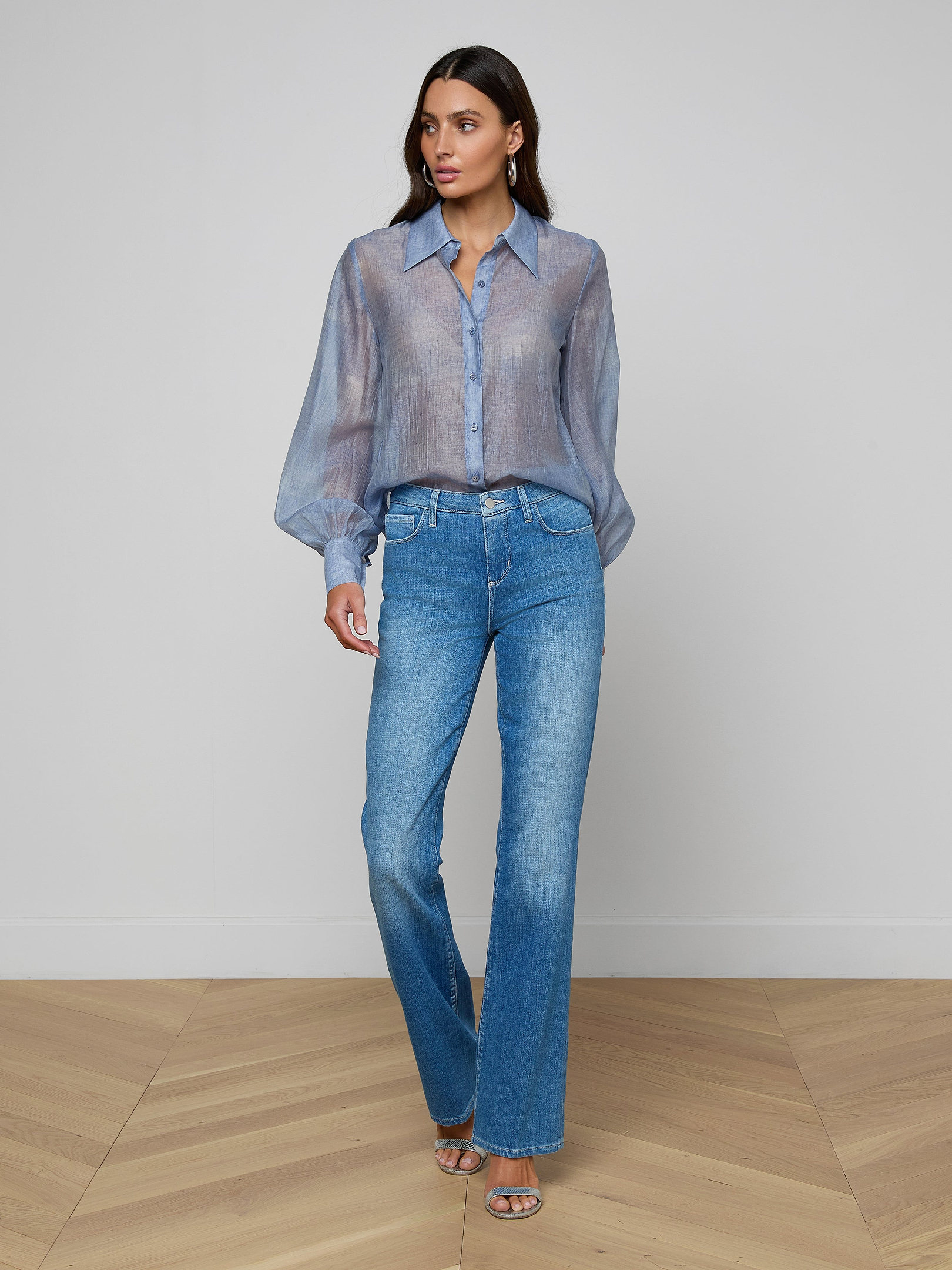 Jayleen Blouse in Pale Harbor Blue | L'AGENCE