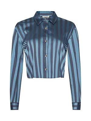 L'AGENCE Cosette Satin Shirt In Blue Multi Stripe L'AGENCE Cosette Satin Shirt In Blue Multi Stripe