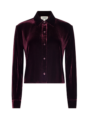 Purple velvet shirt on a white background