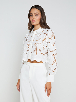Seychelle Cropped Lace Blouse blouse L'AGENCE